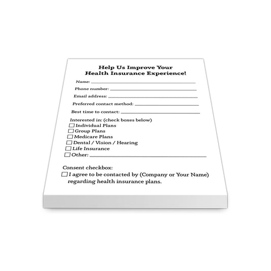 HEALTH INSURANCE LEAD NOTEPADS