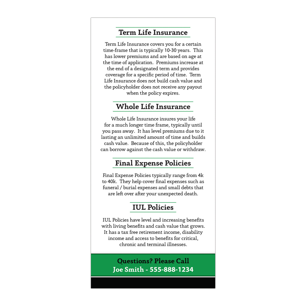 Insurance Rack Cards RACK CARDS (LIFE INSURANCE) – NAIS Print Solutions